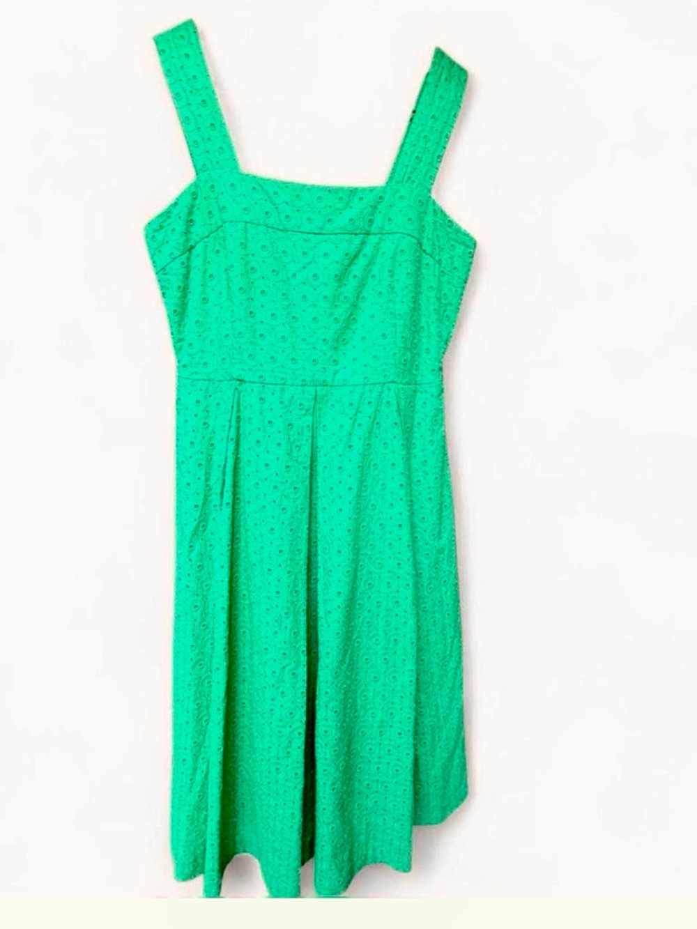 Taylor Bright Green Eyelet Square-Neck Midi Dress